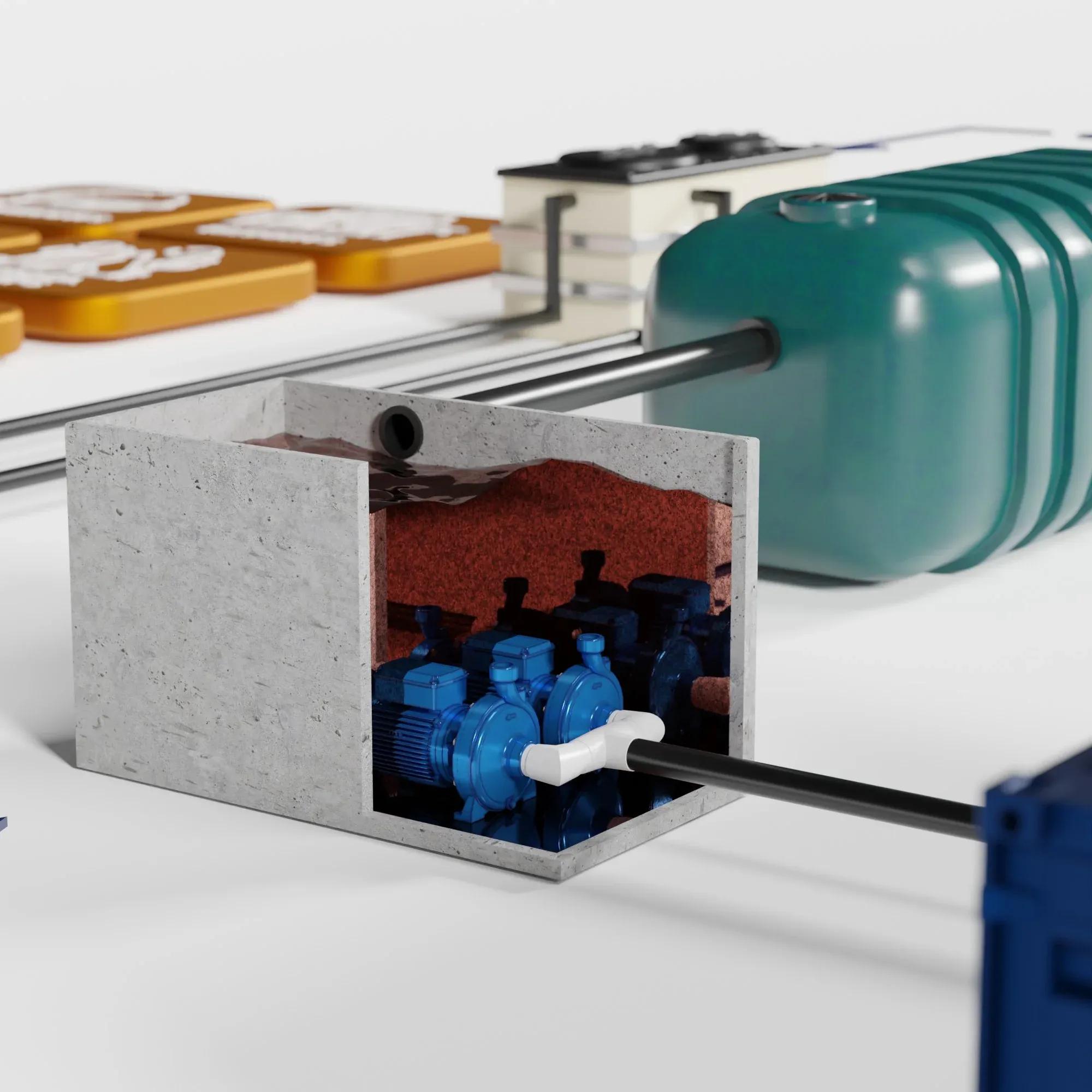 3D cutaway render of the treatment system