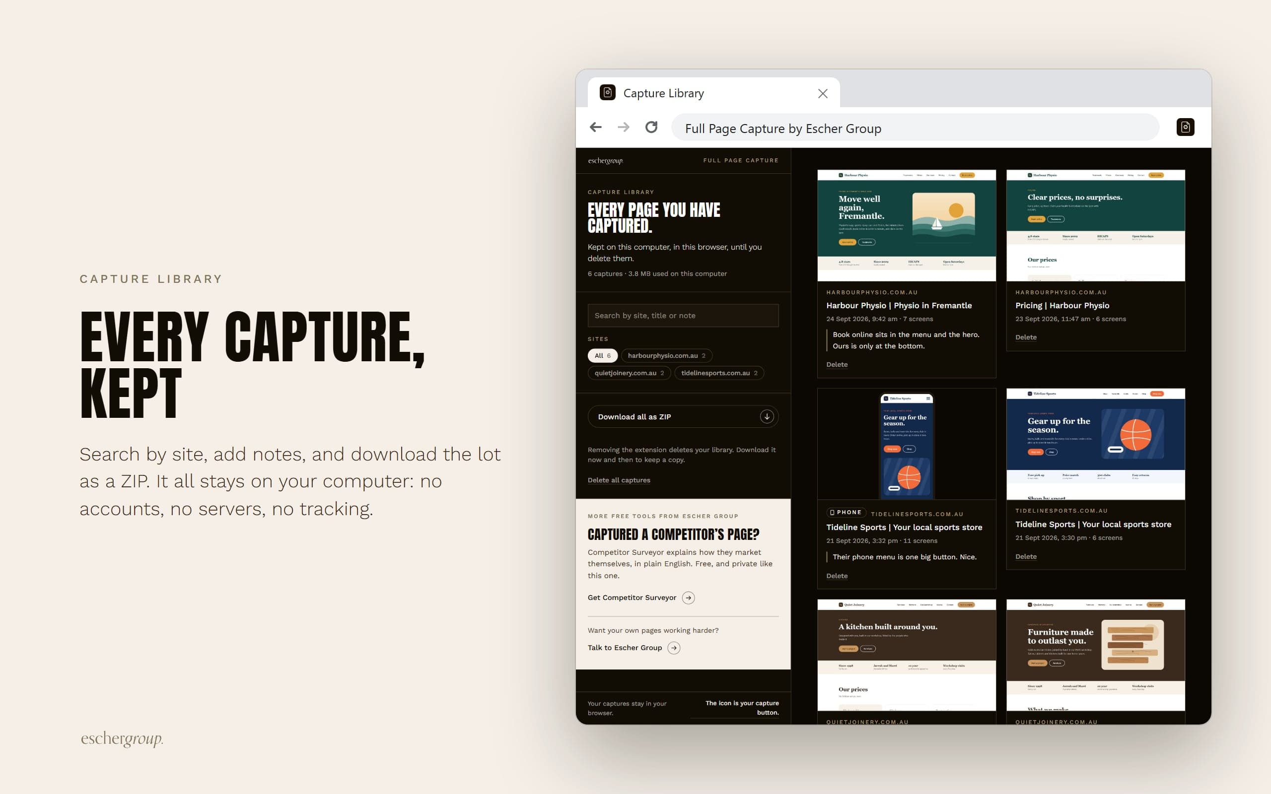 Full Page Capture: Every capture, kept