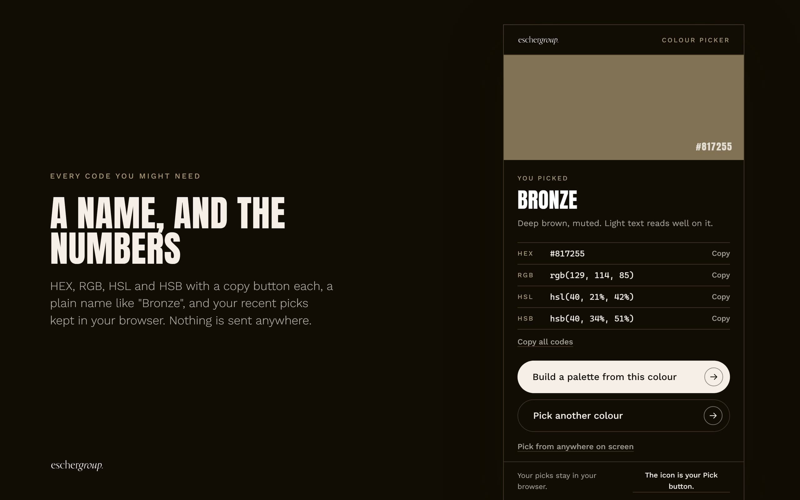 Colour Picker: A name, and the numbers