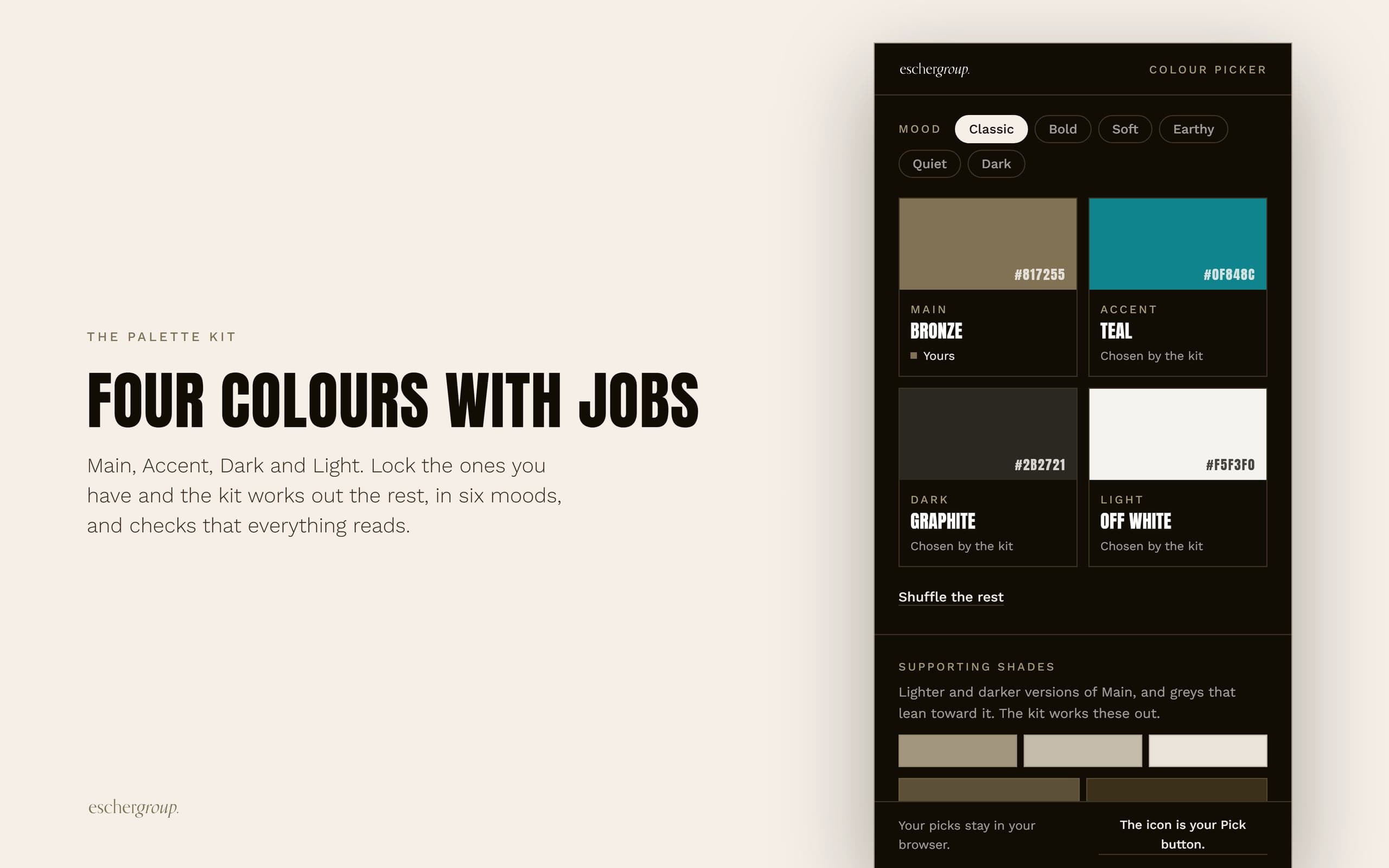 Colour Picker: Four colours with jobs