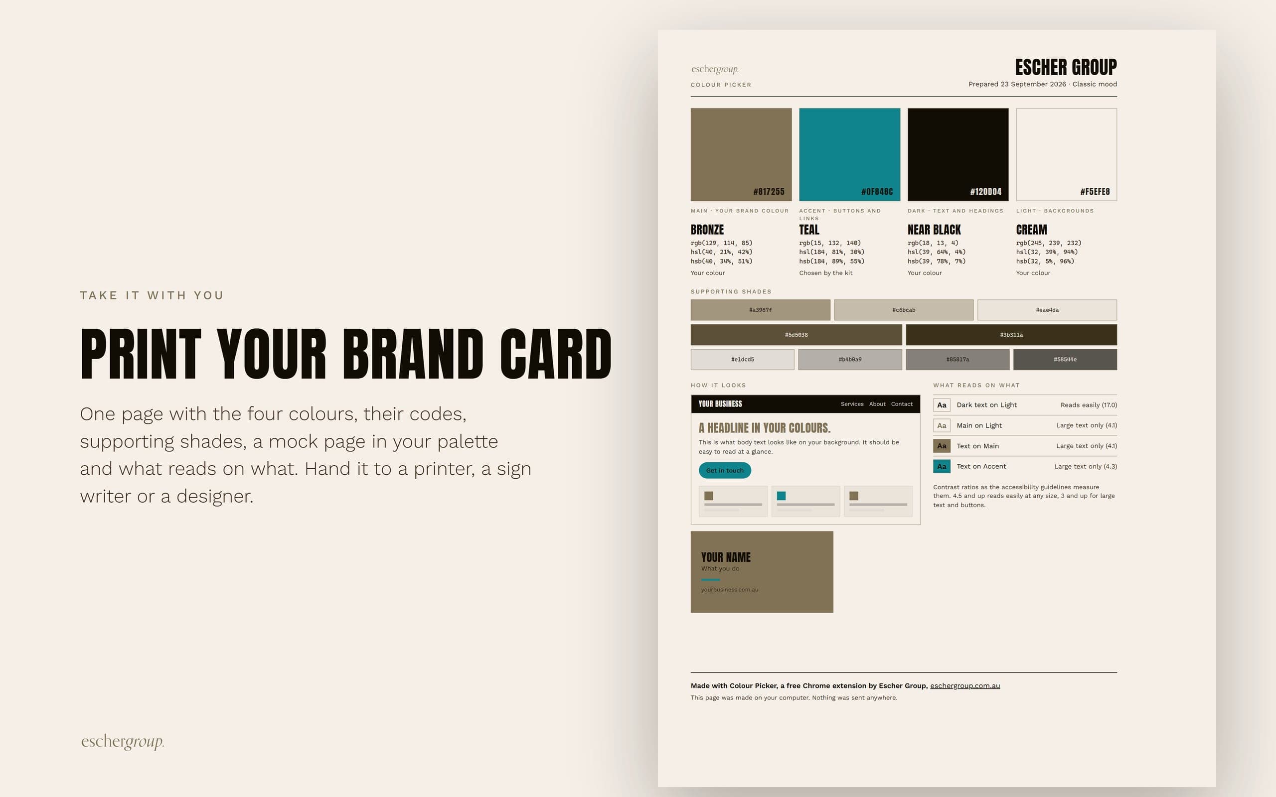 Colour Picker: Print your brand card