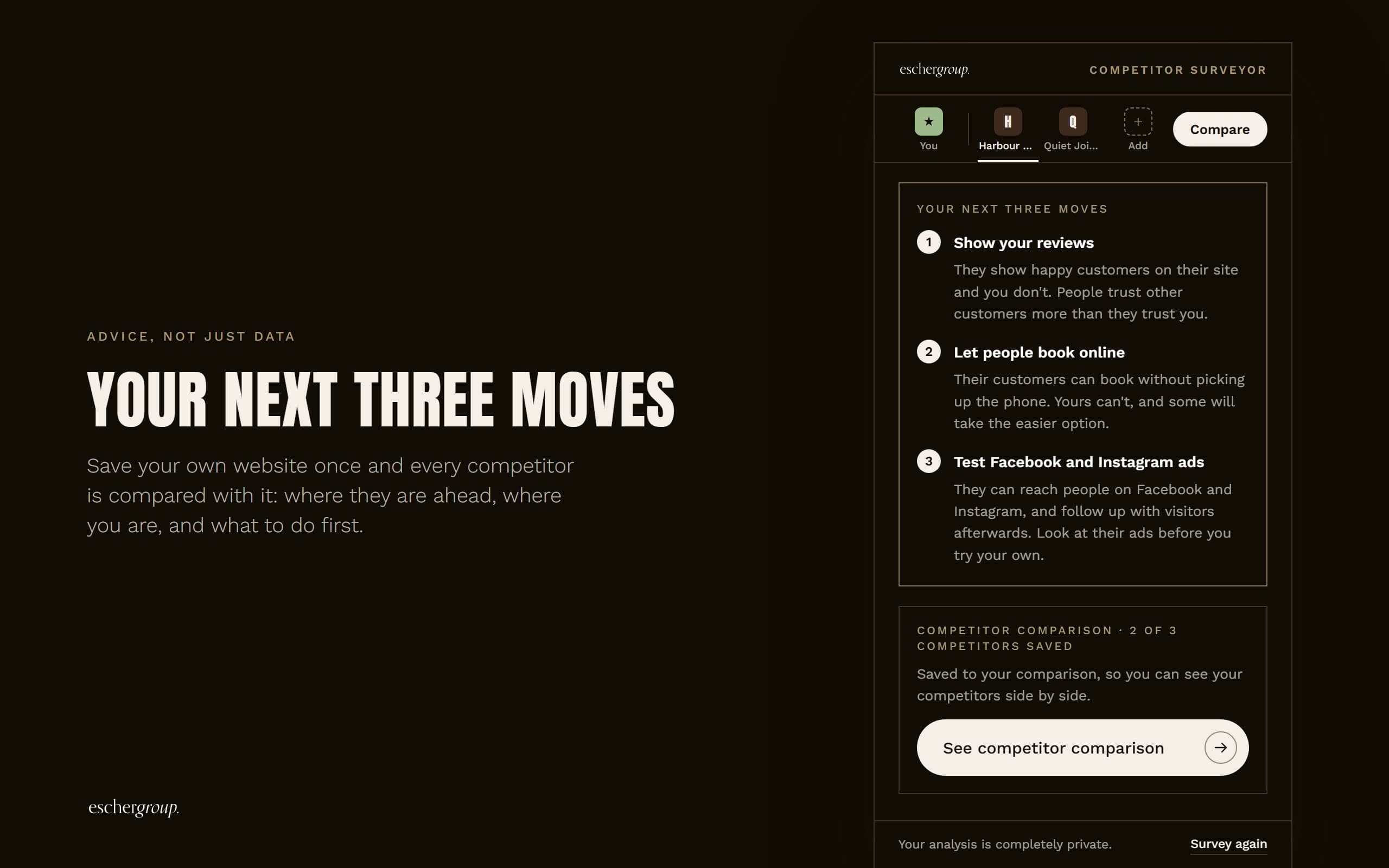 Competitor Surveyor: Your next three moves