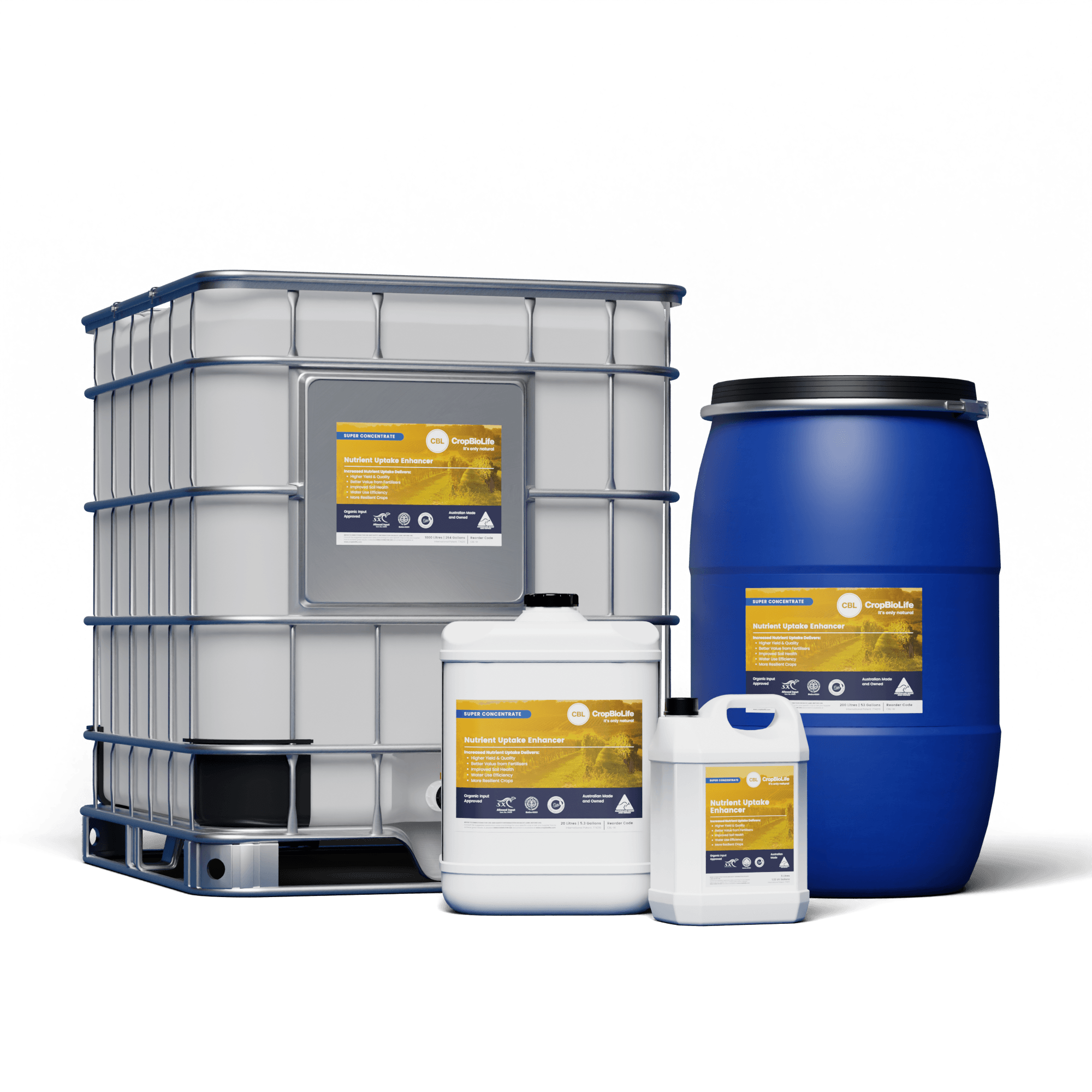 The CropBioLife range across all container sizes