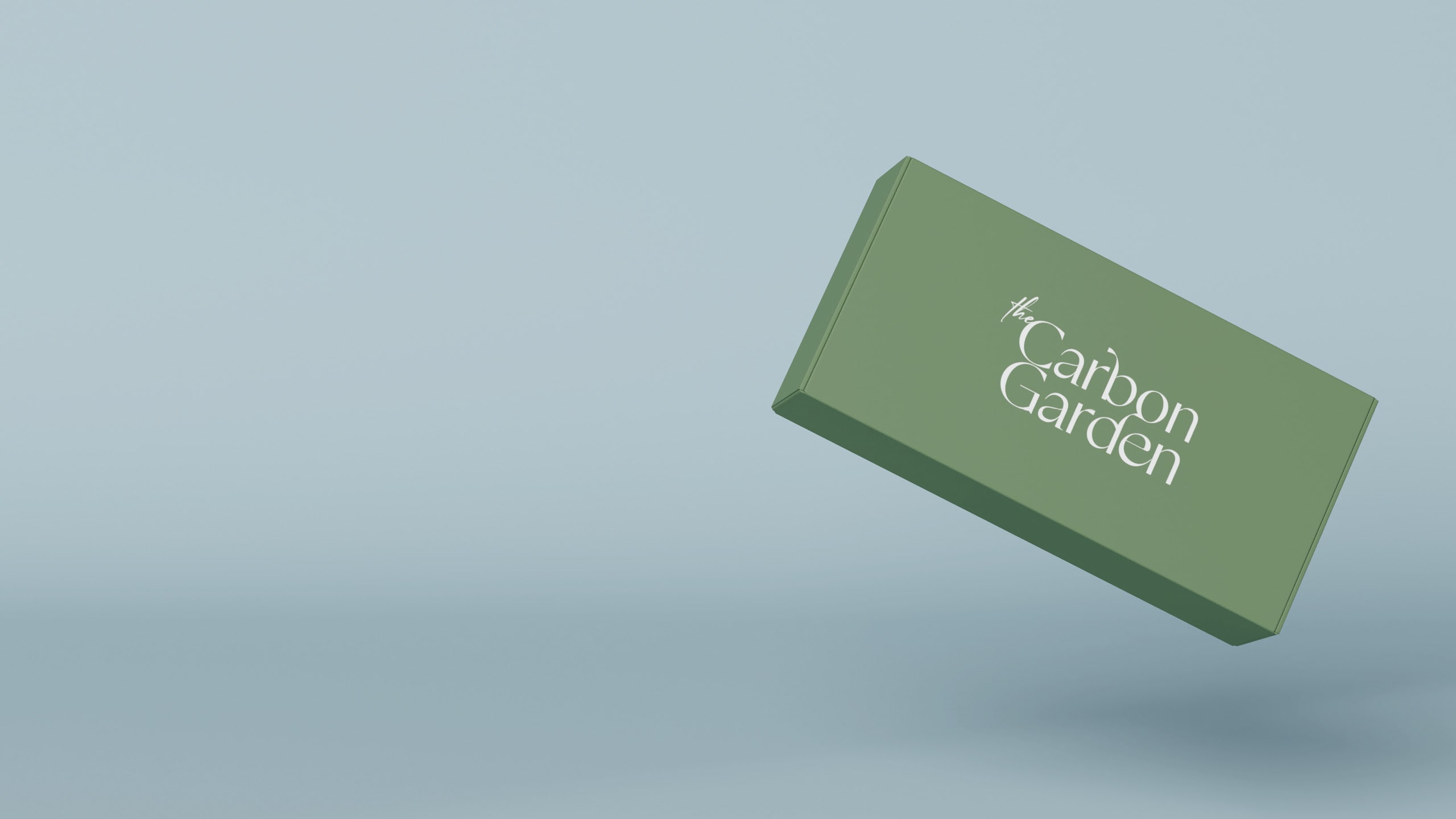 The Carbon Garden kit box, closed, on a pale blue background