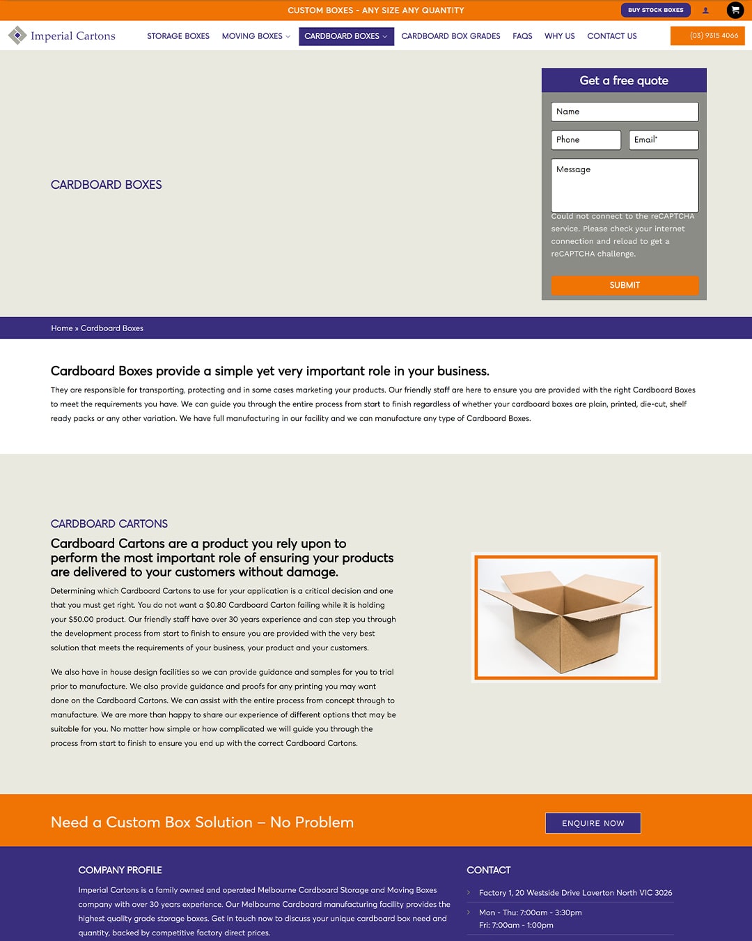 Before: the old website