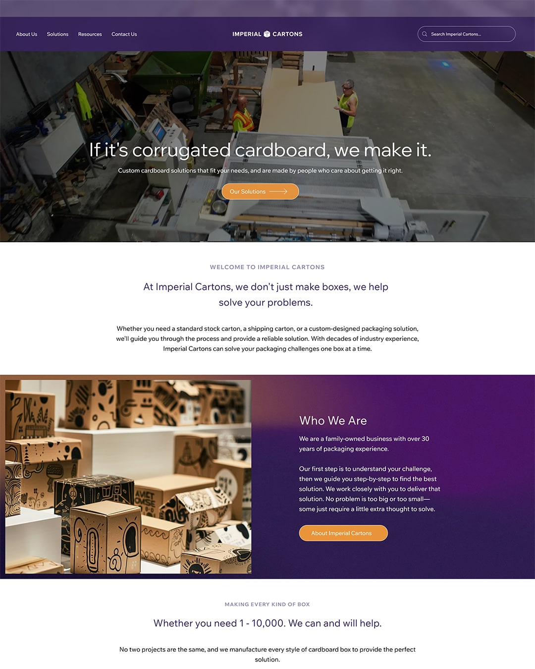 The rebuilt Imperial Cartons website, home page