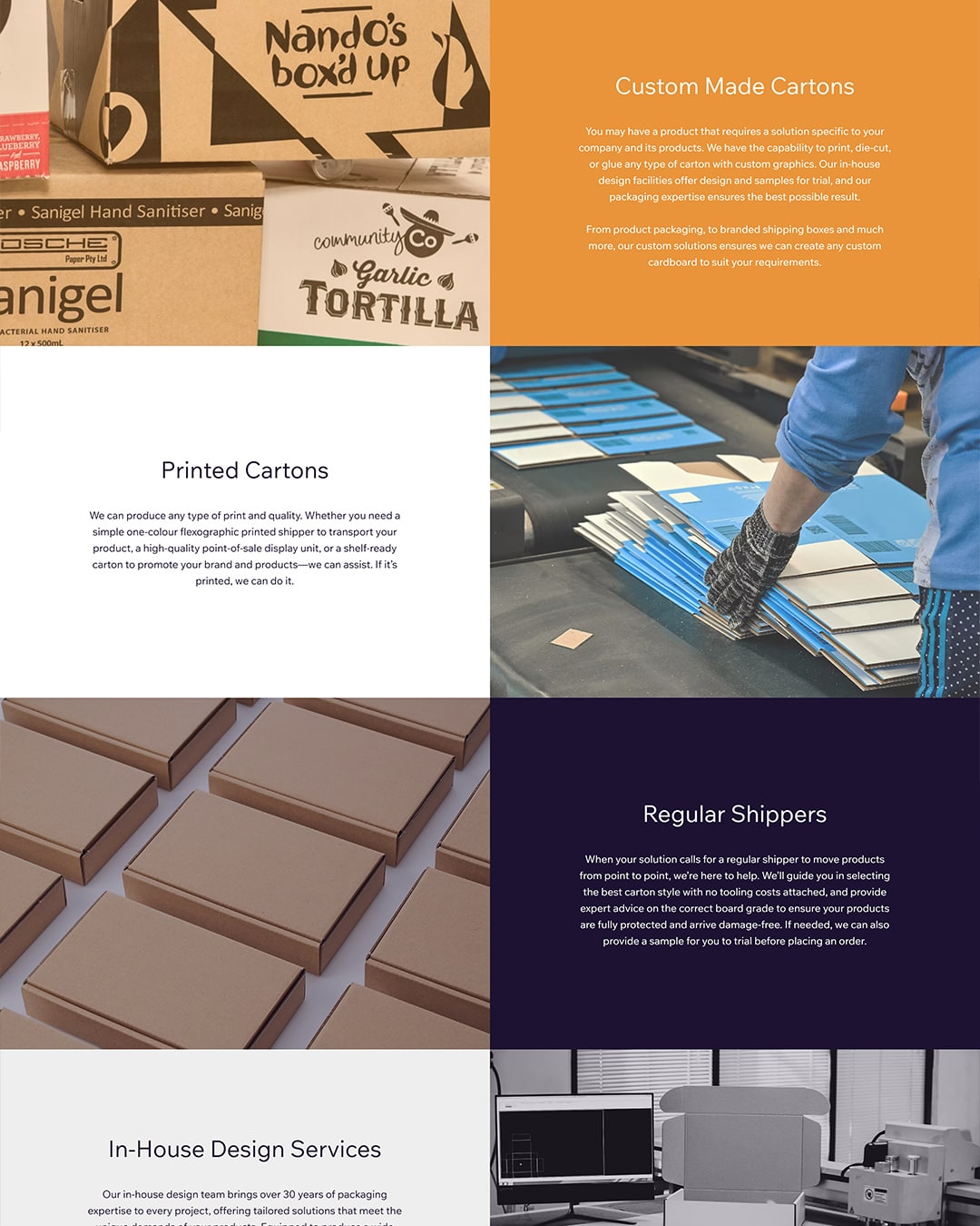 The rebuilt Imperial Cartons website, a product page