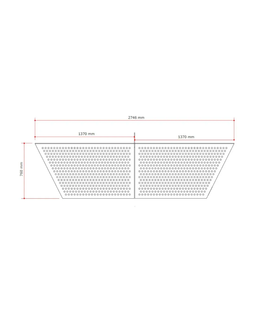 Technical drawing of the PONGO net and table dimensions