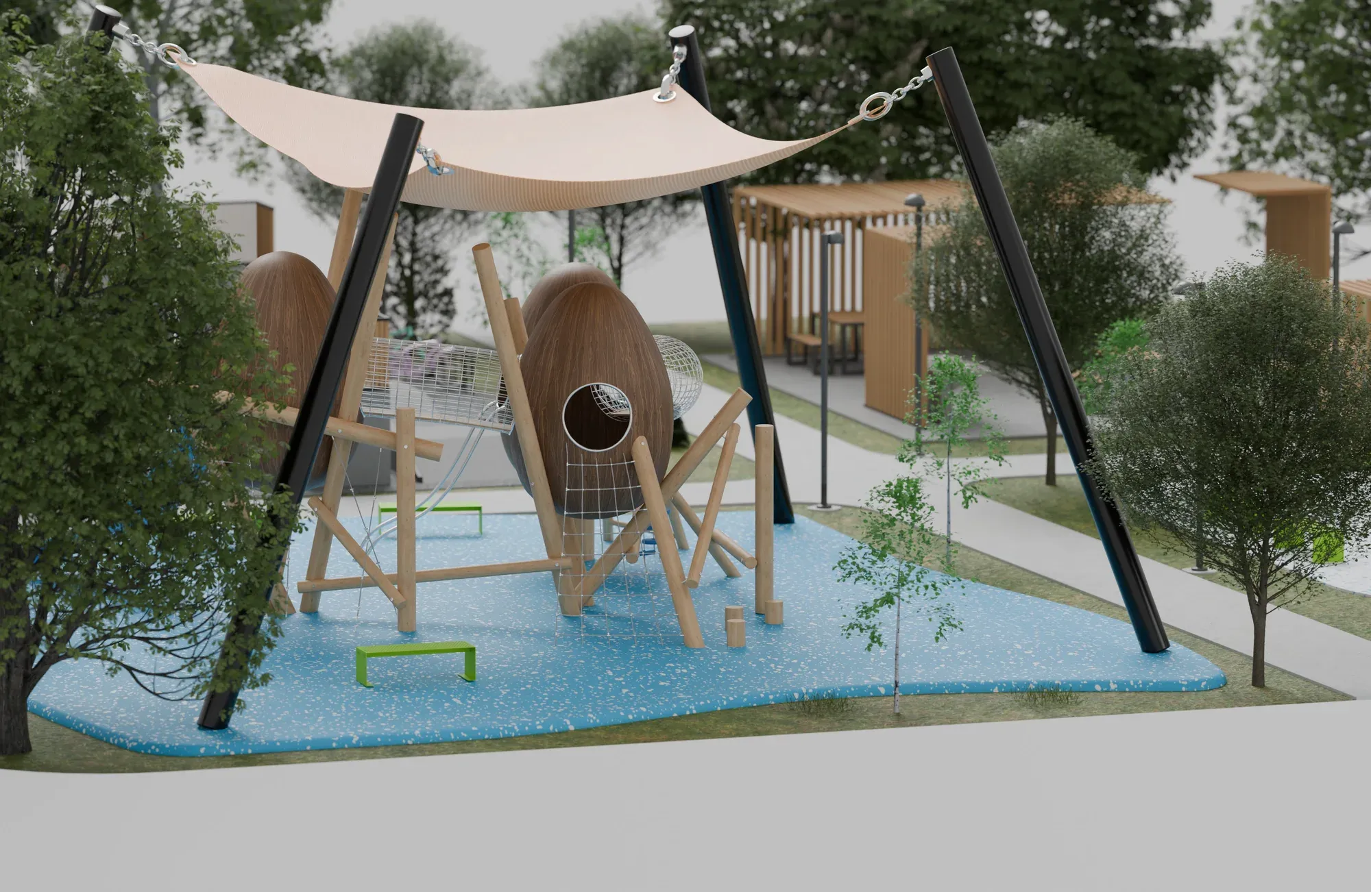 Interactive Playzone visualisation with shade structure