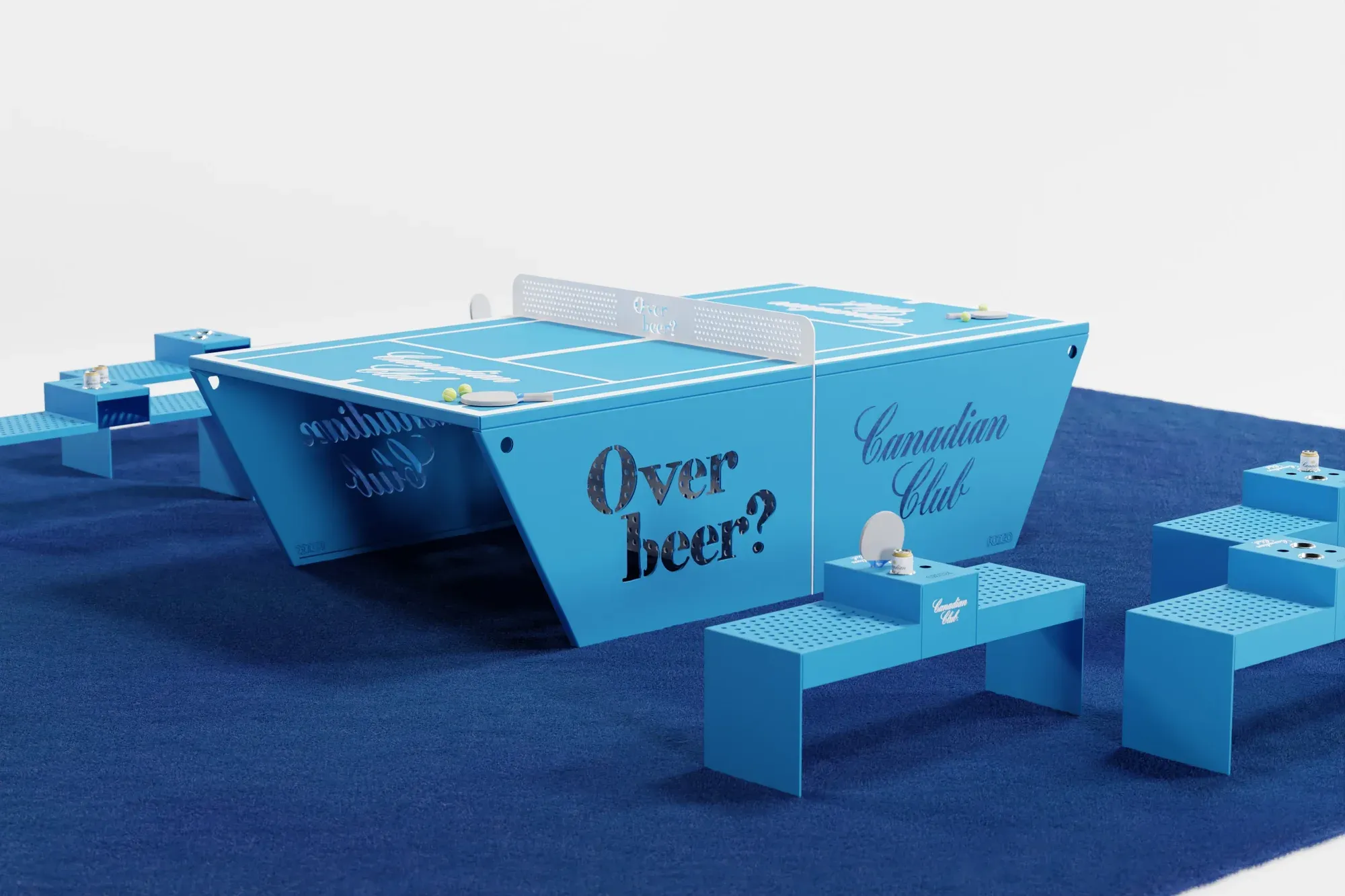 Custom-branded PONGO table and bench set