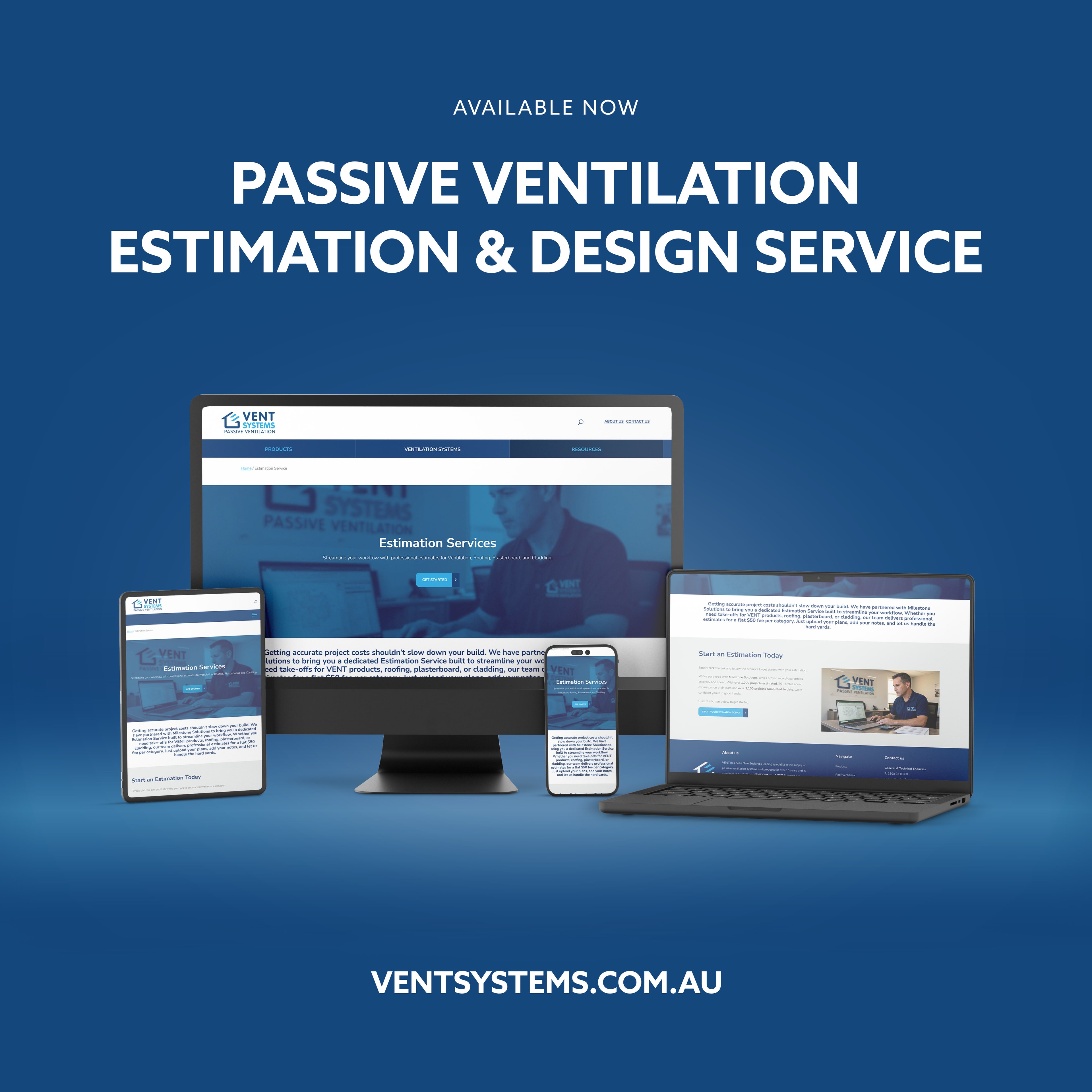 A social post announcing the VENT Systems estimation and design service